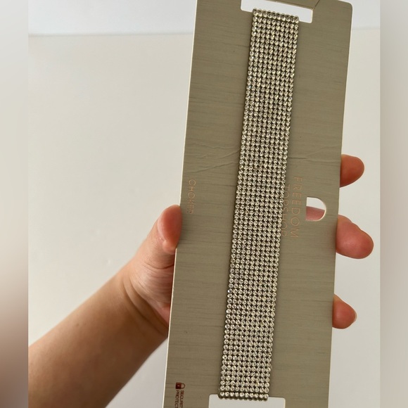 Topshop Freedom Silver Rhinestone Choker Necklace - NWT - Picture 7 of 9